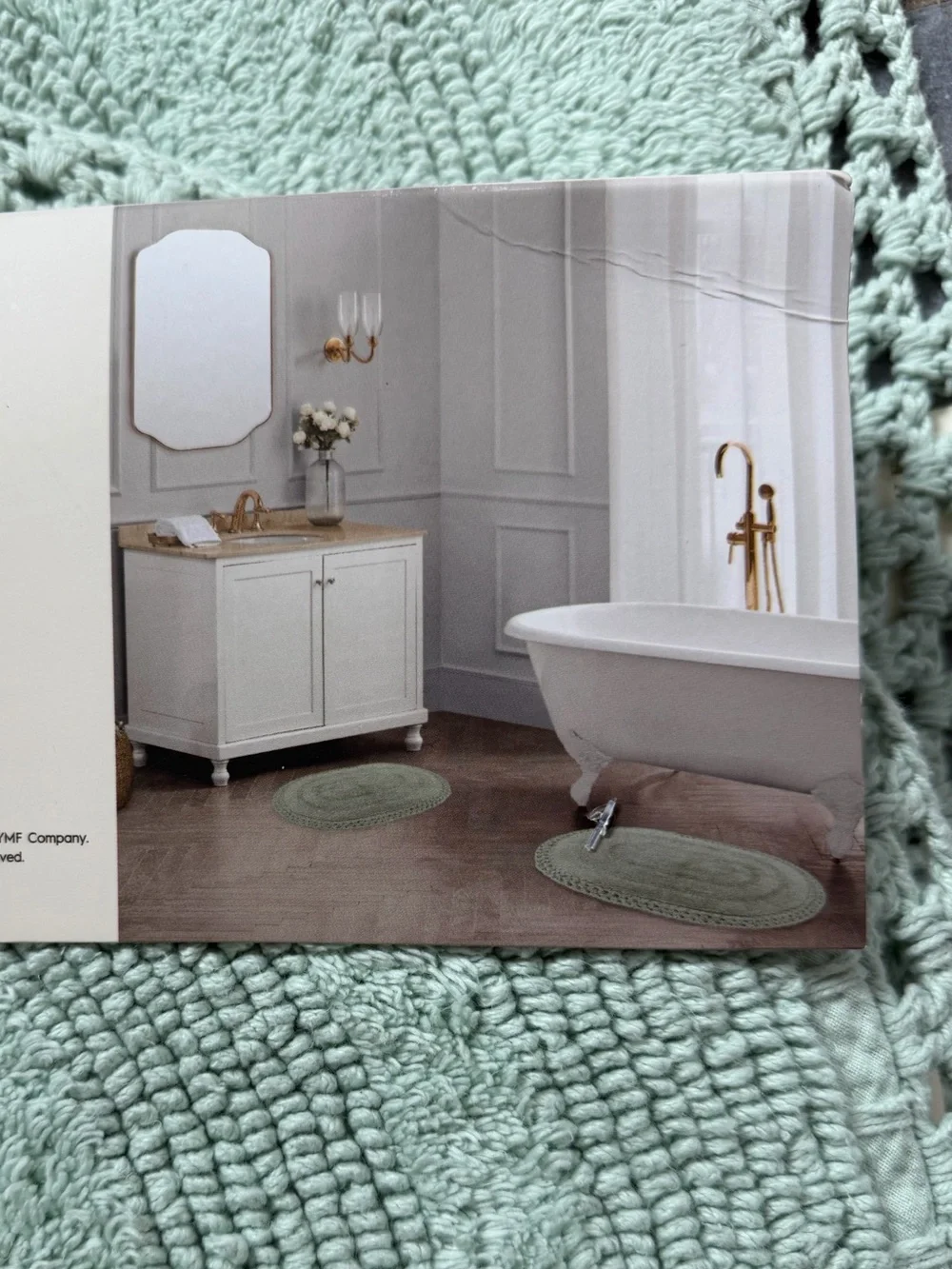 Laura Ashley Silt Green Reversible Cotton Bath Rug Set 2 Pc Crochet Cushion Feel